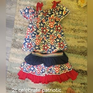 2T Patriotic Star Shirt and Skirt Set